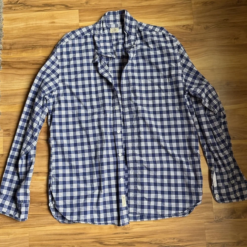 J. Crew Navy and White Checkered Shirt
